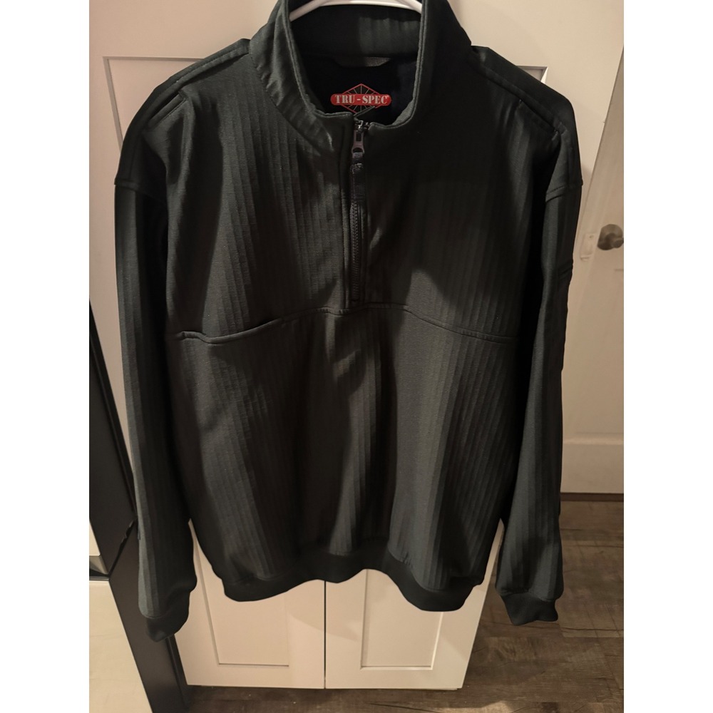 Tru-Spec Mens XL Tactical Quarter Zip Pullover Ribbed Performance Top Black